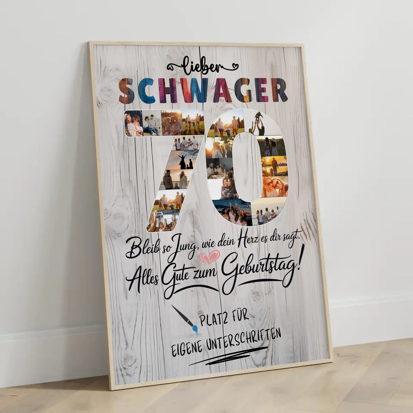 Personalisiertes Poster Schwager 70 Geburtstag Fotos Bleib Jung