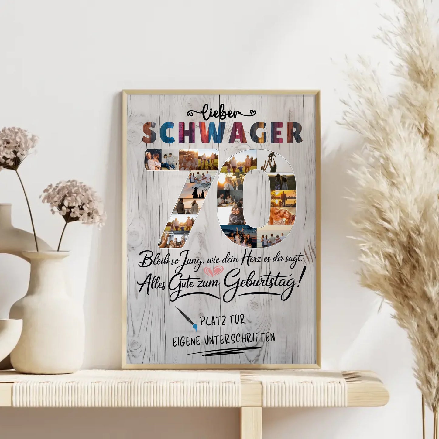 Personalisiertes Poster Schwager 70 Geburtstag Fotos Bleib Jung