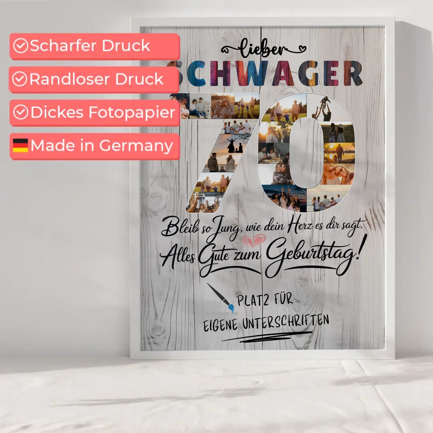 Personalisiertes Poster Schwager 70 Geburtstag Fotos Bleib Jung