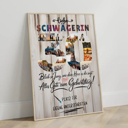 Personalisiertes Poster mit Unterschriften Schwägerin 30 Geburtstag Fotos