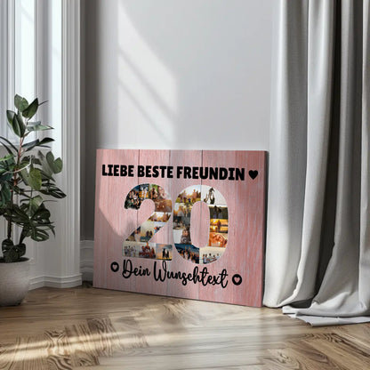 Personalisierte Fotoleinwand Wunschtext 20 Geburtstag Beste Freundin