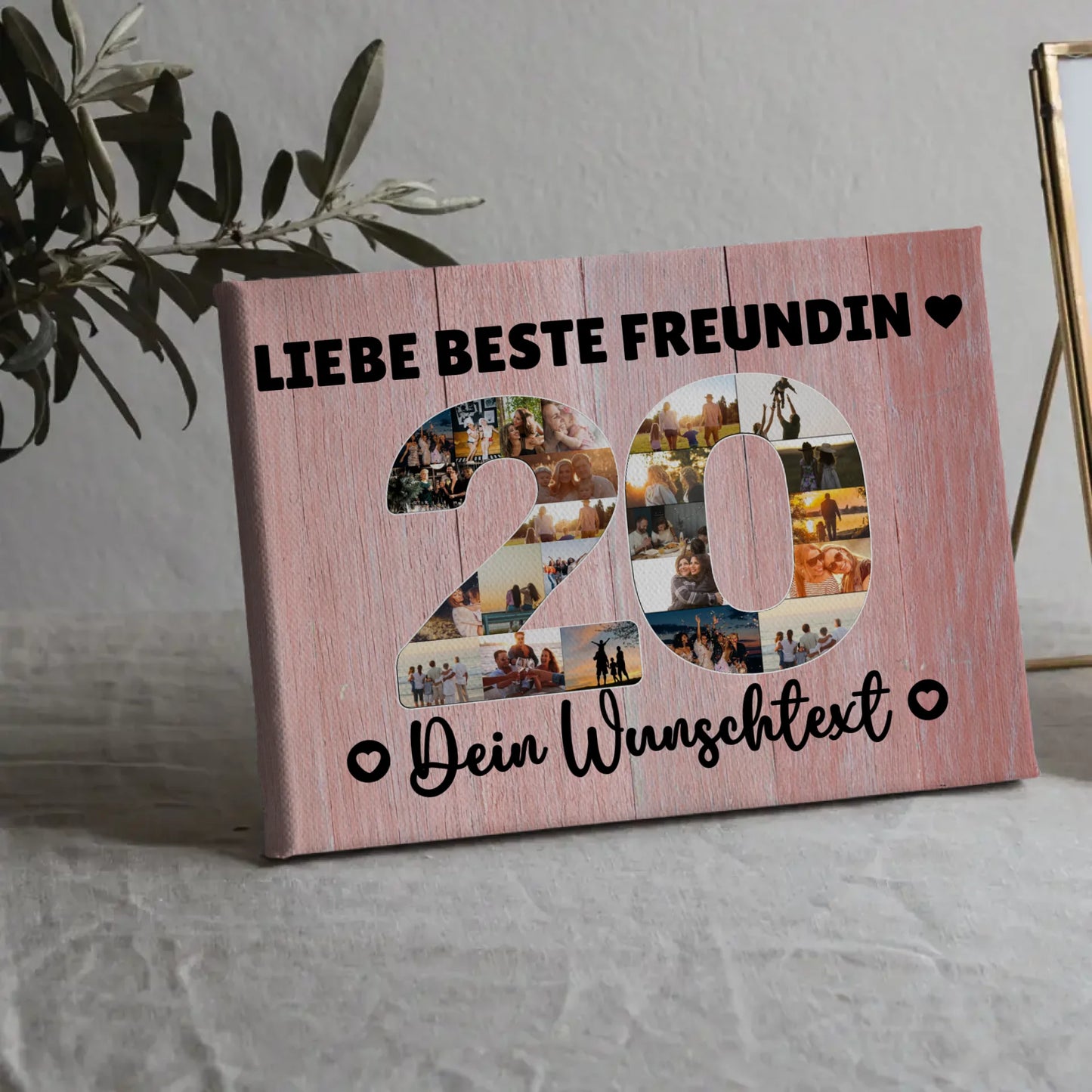 Personalisierte Fotoleinwand Wunschtext 20 Geburtstag Beste Freundin