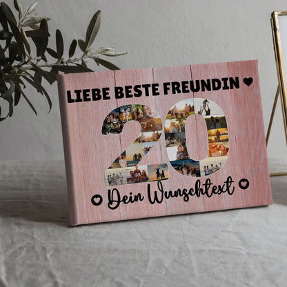 Personalisierte Fotoleinwand Wunschtext 20 Geburtstag Beste Freundin