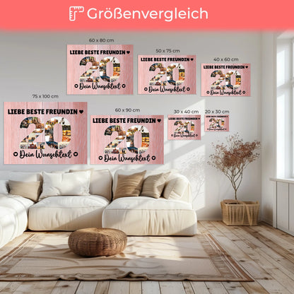 Personalisierte Fotoleinwand Wunschtext 20 Geburtstag Beste Freundin