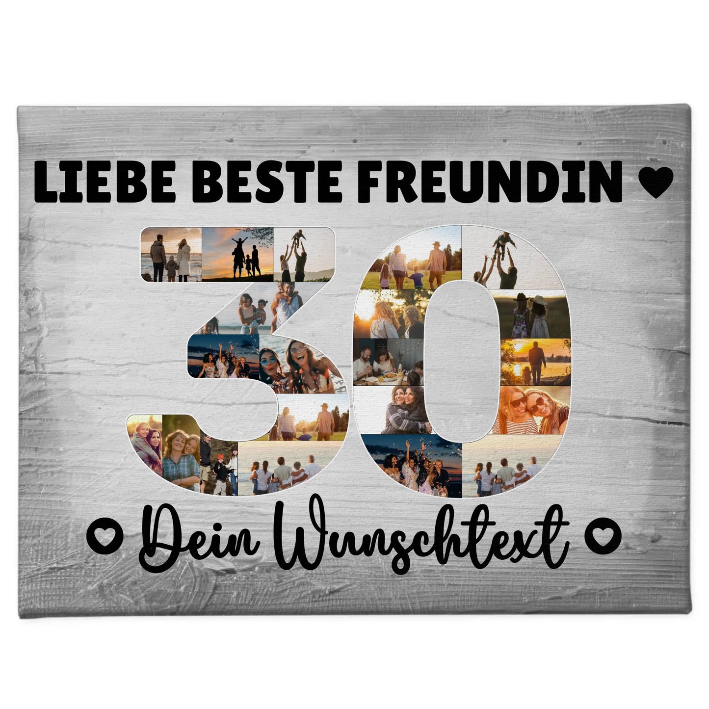 Personalisierte Fotoleinwand mit Wunschtext zum 30 Geburtstag Beste Freundin