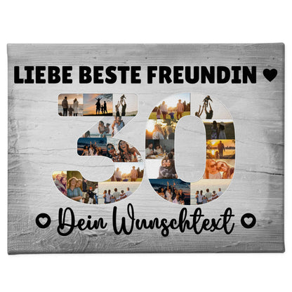 Personalisierte Fotoleinwand mit Wunschtext zum 30 Geburtstag Beste Freundin