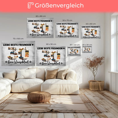 Personalisierte Fotoleinwand mit Wunschtext zum 30 Geburtstag Beste Freundin