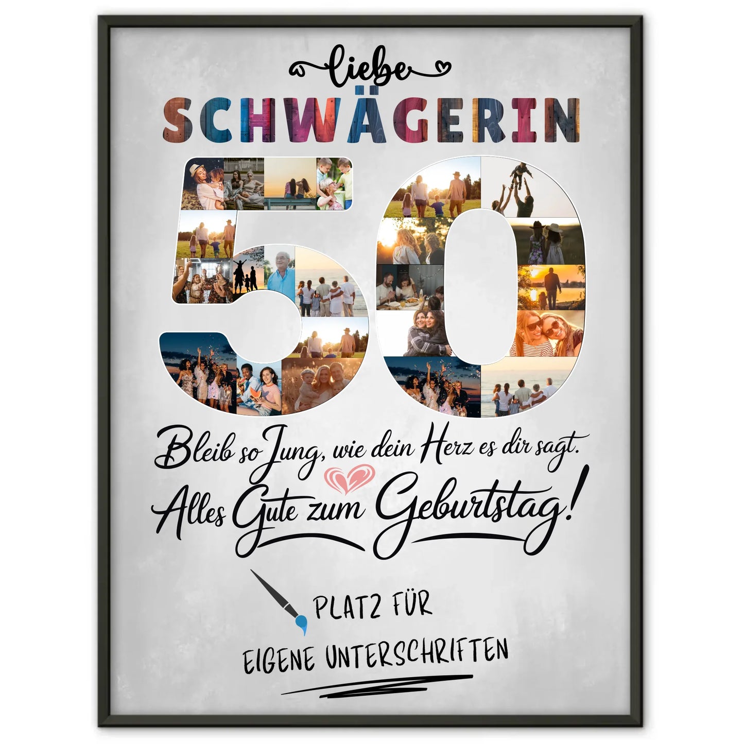 Personalisiertes Poster Schwägerin 50 Geburtstag mit Fotos Unterschriften