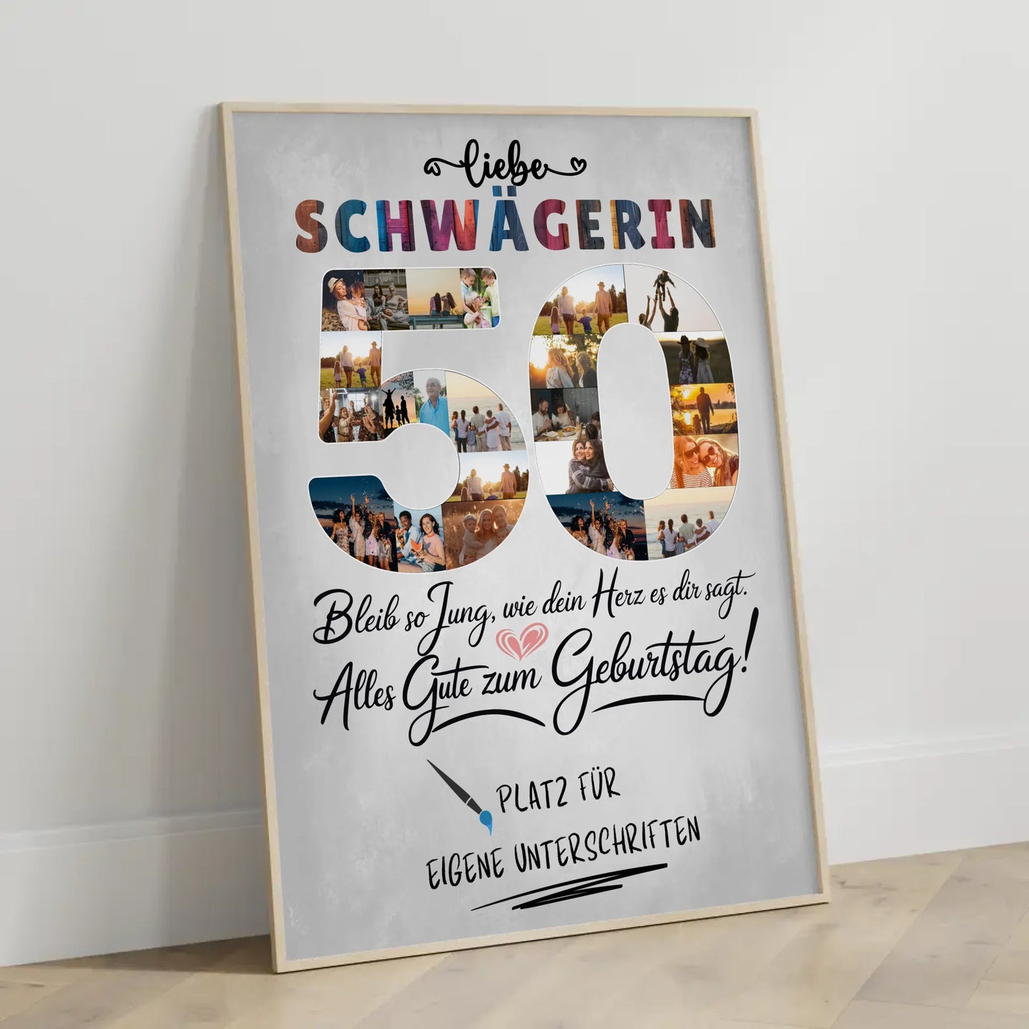 Personalisiertes Poster Schwägerin 50 Geburtstag mit Fotos Unterschriften
