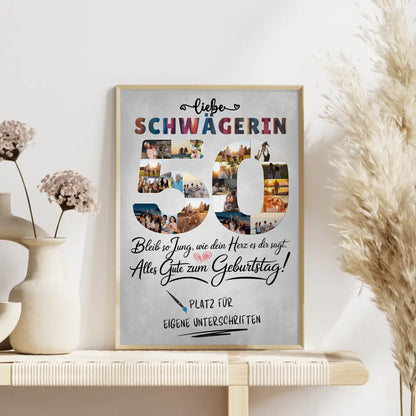 Personalisiertes Poster Schwägerin 50 Geburtstag mit Fotos Unterschriften