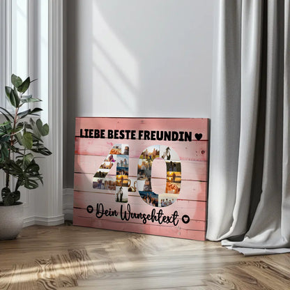 Personalisierte Fotoleinwand Wunschtext 40 Geburtstag Beste Freundin