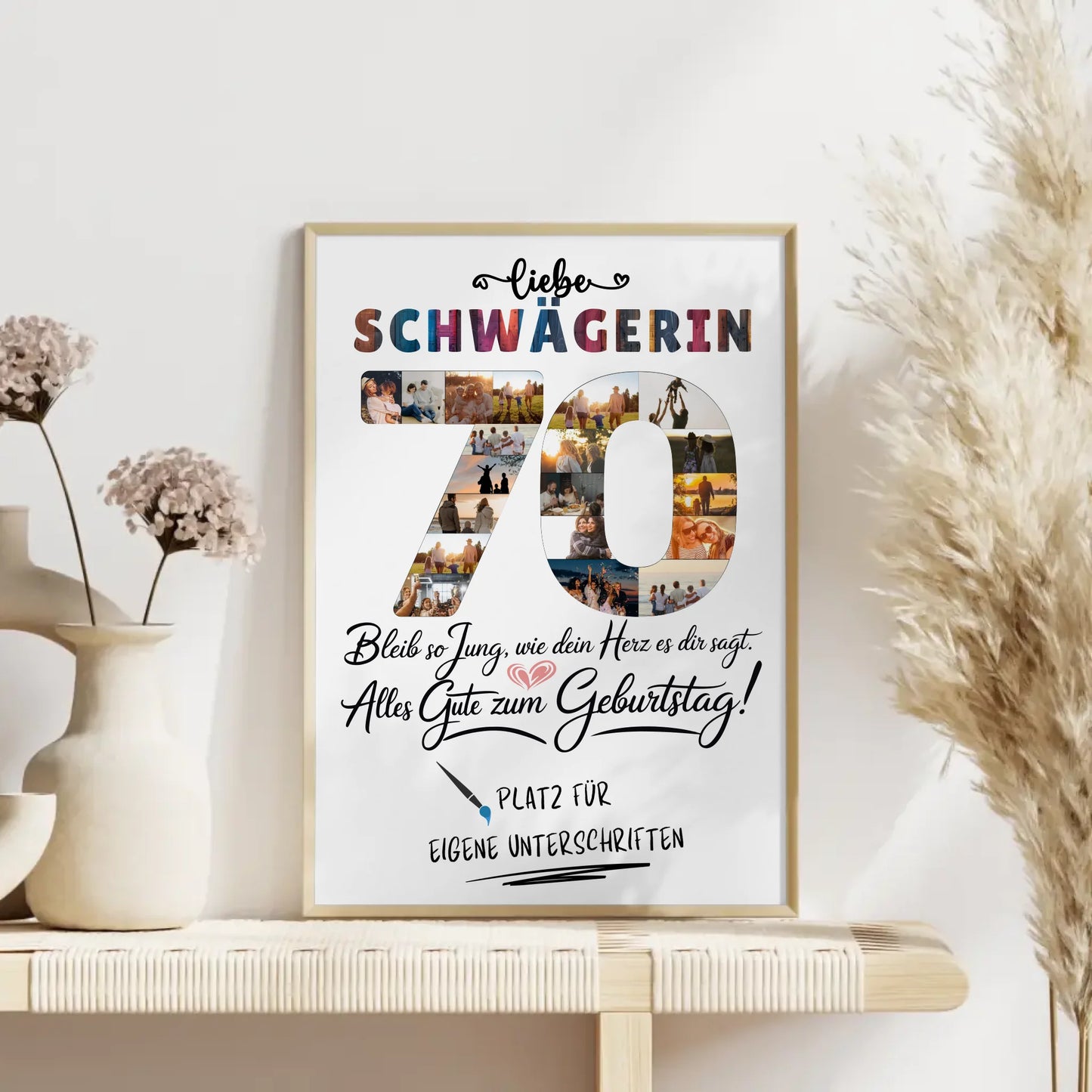Personalisiertes Poster mit Unterschriften Schwägerin 70 Geburtstag Fotos Bleib Jung