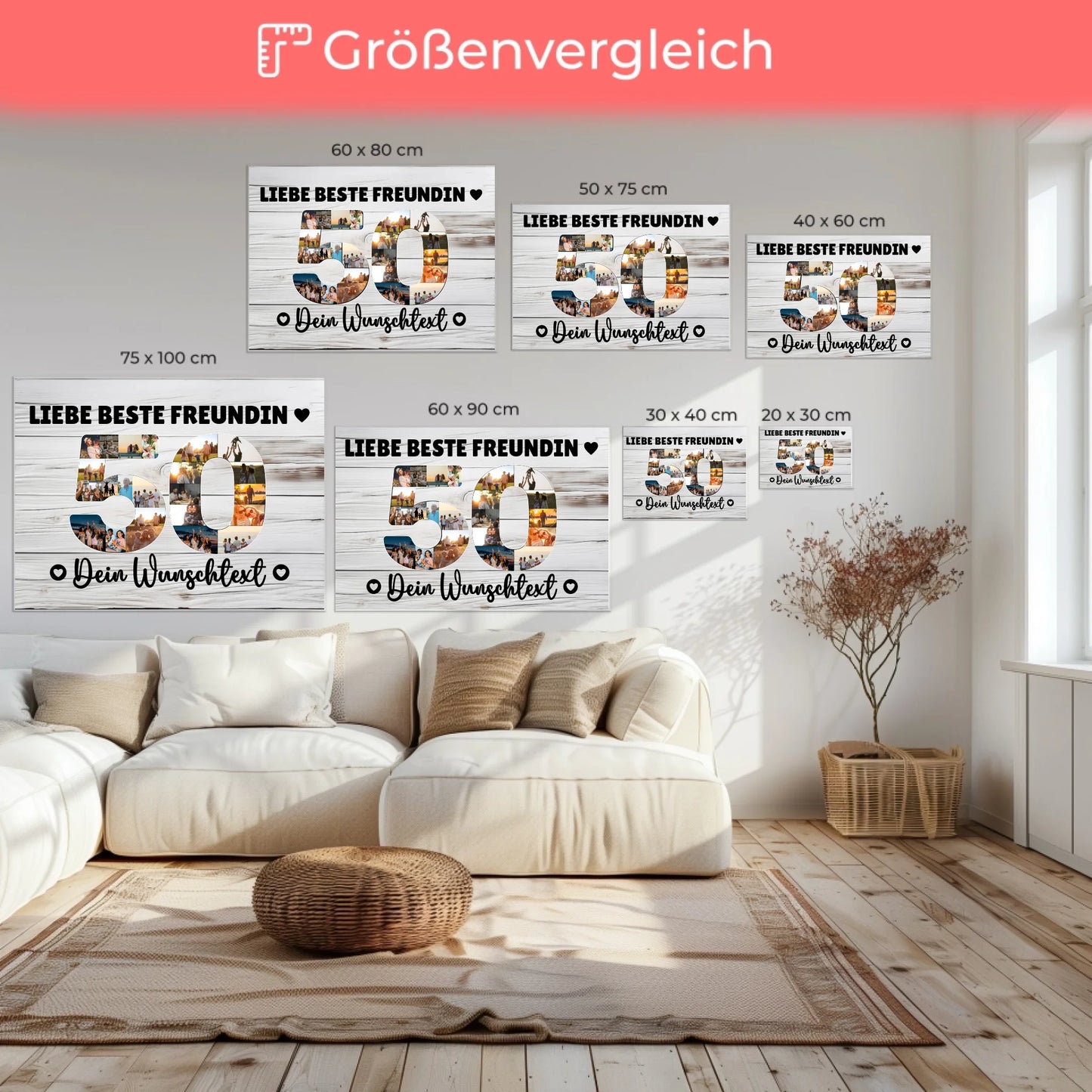 Personalisierte Fotoleinwand zum 50 Geburtstag für Beste Freundin