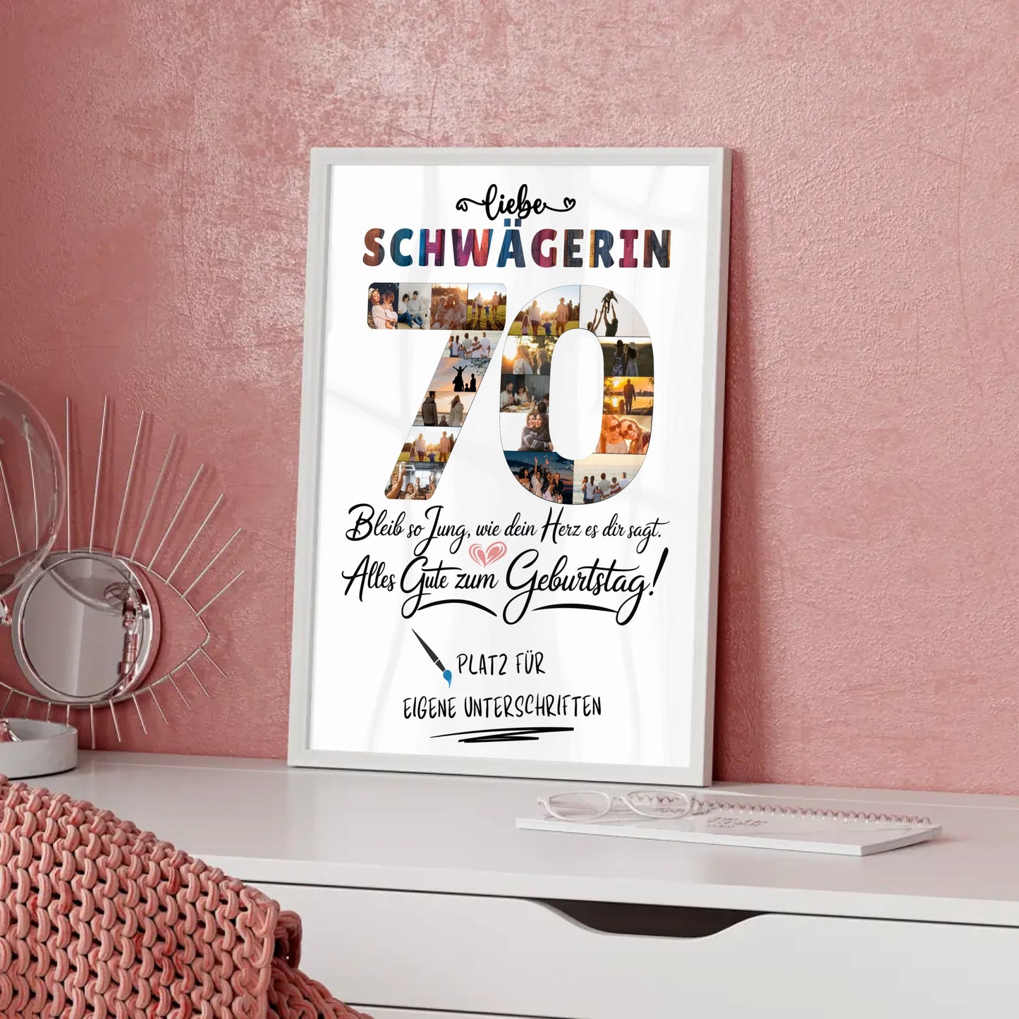 Personalisiertes Poster mit Unterschriften Schwägerin 70 Geburtstag Fotos Bleib Jung
