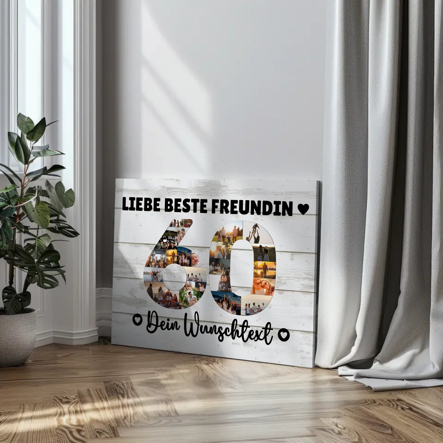 Personalisierte Fotoleinwand Wunschtext für 60 Geburtstag Beste Freundin