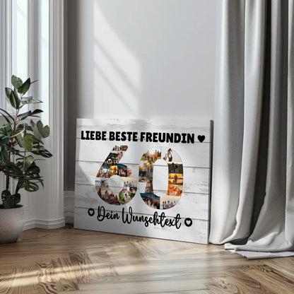 Personalisierte Fotoleinwand Wunschtext für 60 Geburtstag Beste Freundin