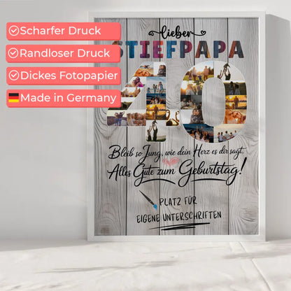 Personalisiertes Poster mit Unterschriften Stiefpapa 40 Geburtstag Fotos Bleib Jung