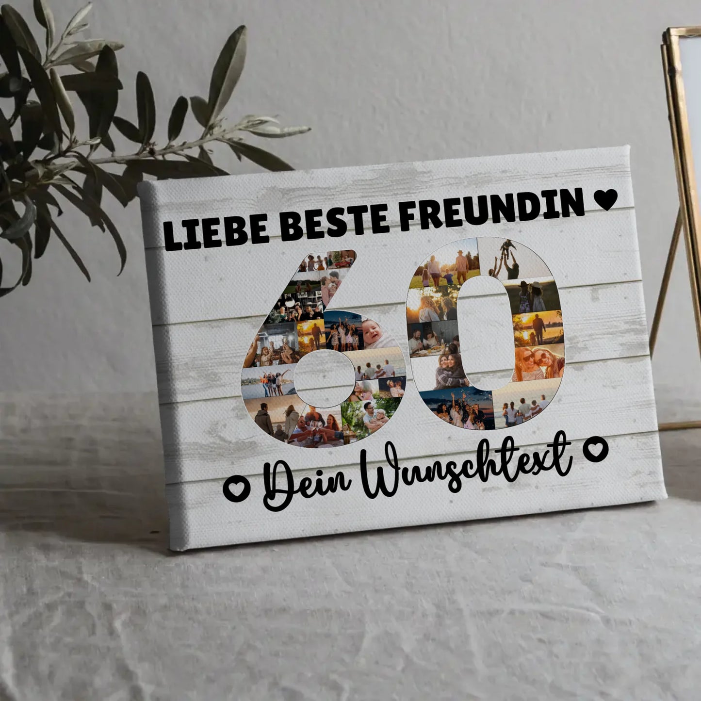 Personalisierte Fotoleinwand Wunschtext für 60 Geburtstag Beste Freundin