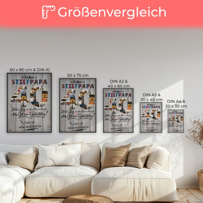 Personalisiertes Poster mit Unterschriften Stiefpapa 40 Geburtstag Fotos Bleib Jung