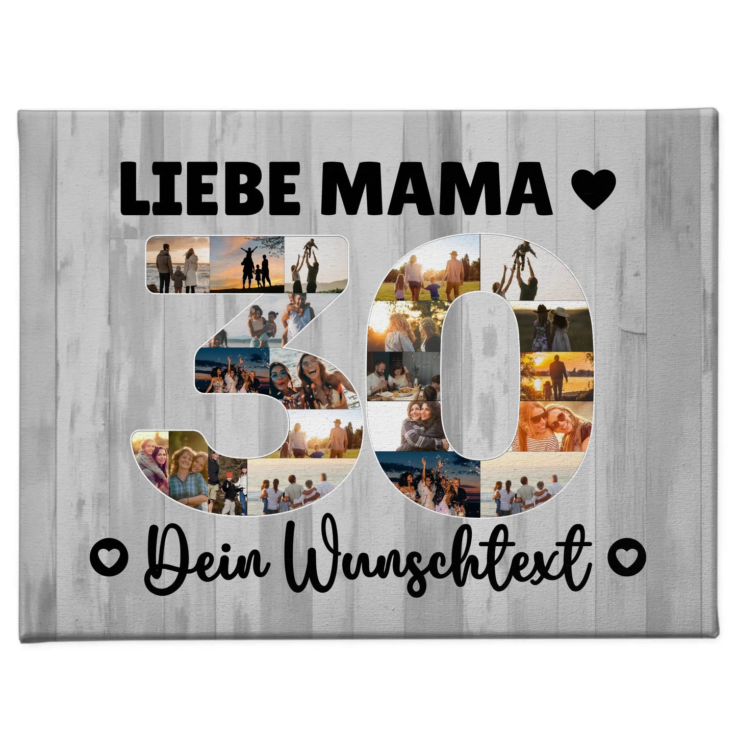 Personalisierte Fotoleinwand mit Wunschtext zum 30 Geburtstag Mama