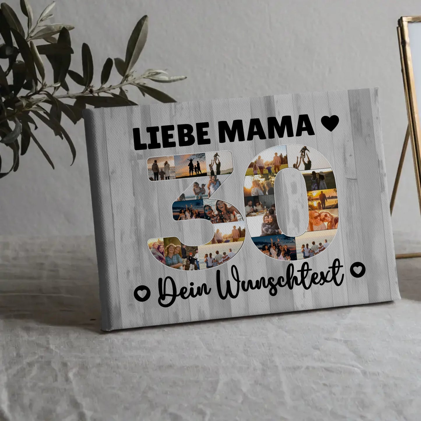 Personalisierte Fotoleinwand mit Wunschtext zum 30 Geburtstag Mama