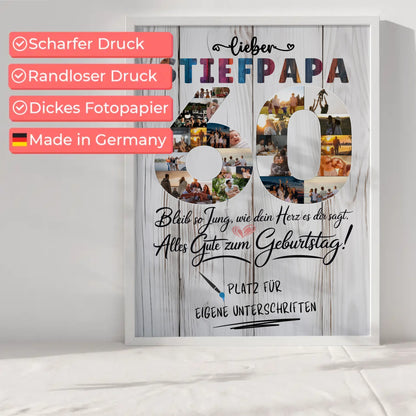 Personalisiertes Poster mit Unterschriften Stiefpapa 60 Geburtstag Fotos Bleib Jung