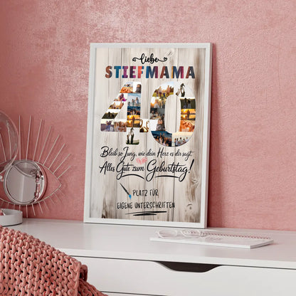 Personalisiertes Poster mit Unterschriften Stiefmama 40 Geburtstag Fotos