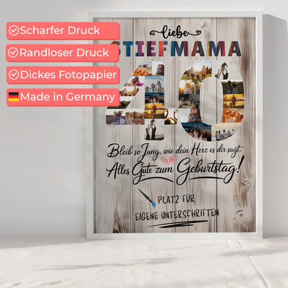 Personalisiertes Poster mit Unterschriften Stiefmama 40 Geburtstag Fotos