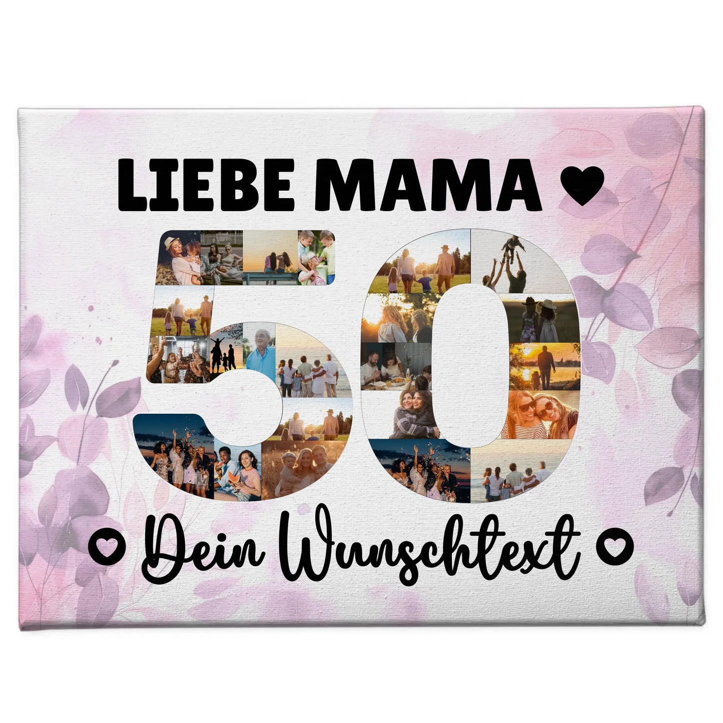 Personalisierte Fotoleinwand mit Wunschtext 50 Geburtstag Mama