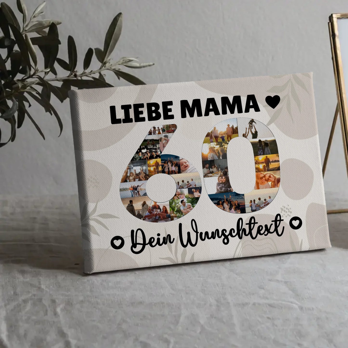 Personalisierte Fotoleinwand mit Wunschtext 60 Geburtstag Mama