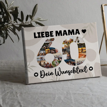Personalisierte Fotoleinwand mit Wunschtext 60 Geburtstag Mama