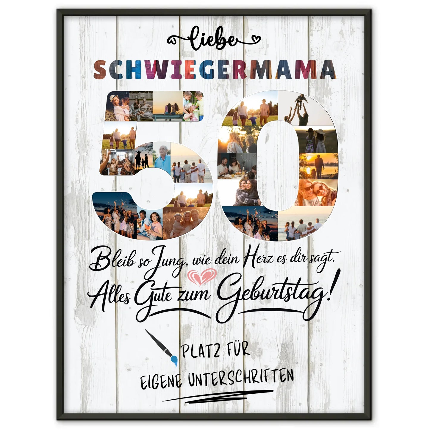 Personalisiertes Poster mit Unterschriften Schwiegermama 50 Geburtstag Fotos Bleib Jung