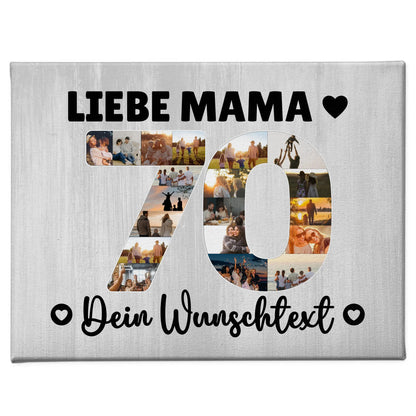 Personalisierte Fotoleinwand mit Wunschtext 70 Geburtstag Mama