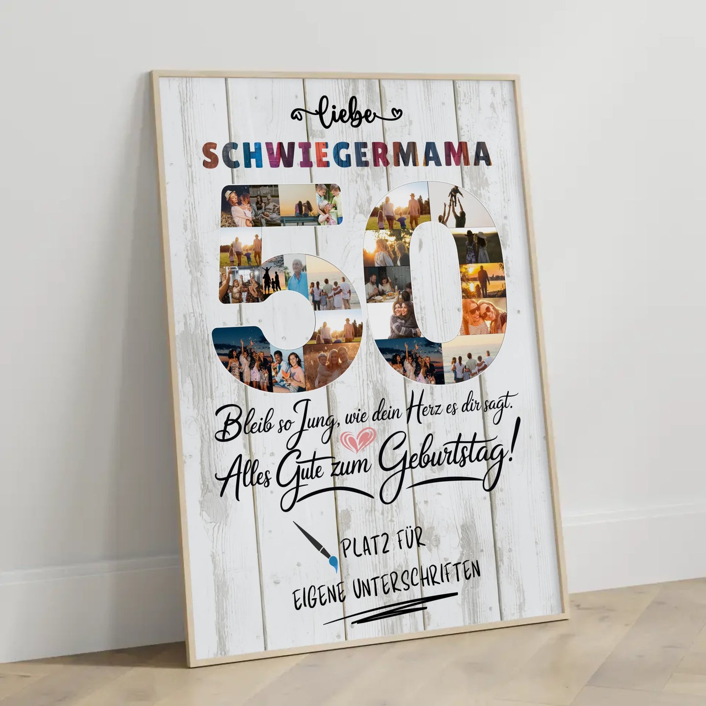 Personalisiertes Poster mit Unterschriften Schwiegermama 50 Geburtstag Fotos Bleib Jung