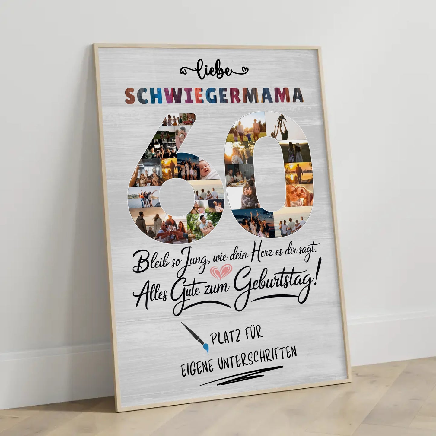 Personalisiertes Poster mit Unterschriften Schwiegermama 60 Geburtstag Fotos Bleib Jung