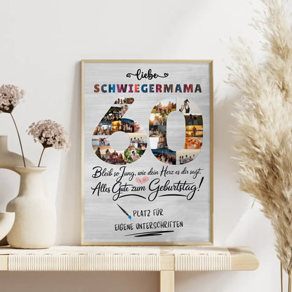 Personalisiertes Poster mit Unterschriften Schwiegermama 60 Geburtstag Fotos Bleib Jung