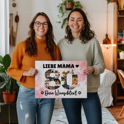 Personalisierte Fotoleinwand Wunschtext 80 Geburtstag Mama