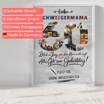 Personalisiertes Poster mit Unterschriften Schwiegermama 60 Geburtstag Fotos Bleib Jung