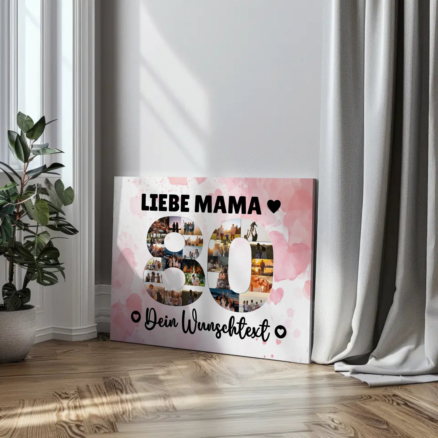 Personalisierte Fotoleinwand Wunschtext 80 Geburtstag Mama
