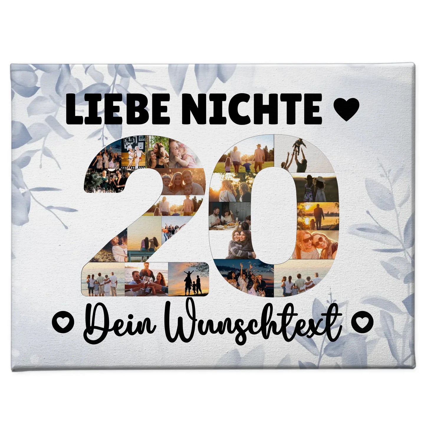Personalisierte Fotoleinwand mit Wunschtext 20 Geburtstag Nichte