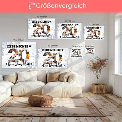 Personalisierte Fotoleinwand mit Wunschtext 20 Geburtstag Nichte