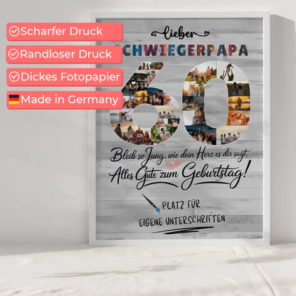 Personalisiertes Poster mit Unterschriften Schwiegerpapa 60 Geburtstag Fotos Bleib Jung