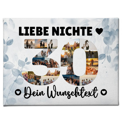 Personalisierte Fotoleinwand mit Wunschtext zum 30 Geburtstag Nichte