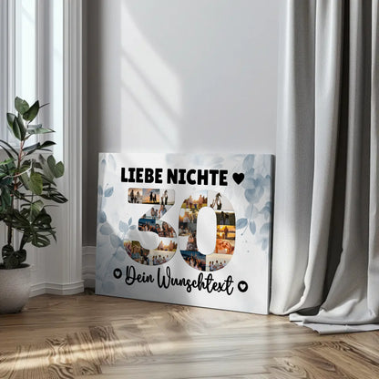 Personalisierte Fotoleinwand mit Wunschtext zum 30 Geburtstag Nichte