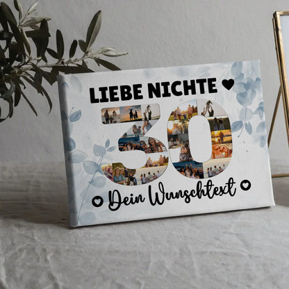 Personalisierte Fotoleinwand mit Wunschtext zum 30 Geburtstag Nichte