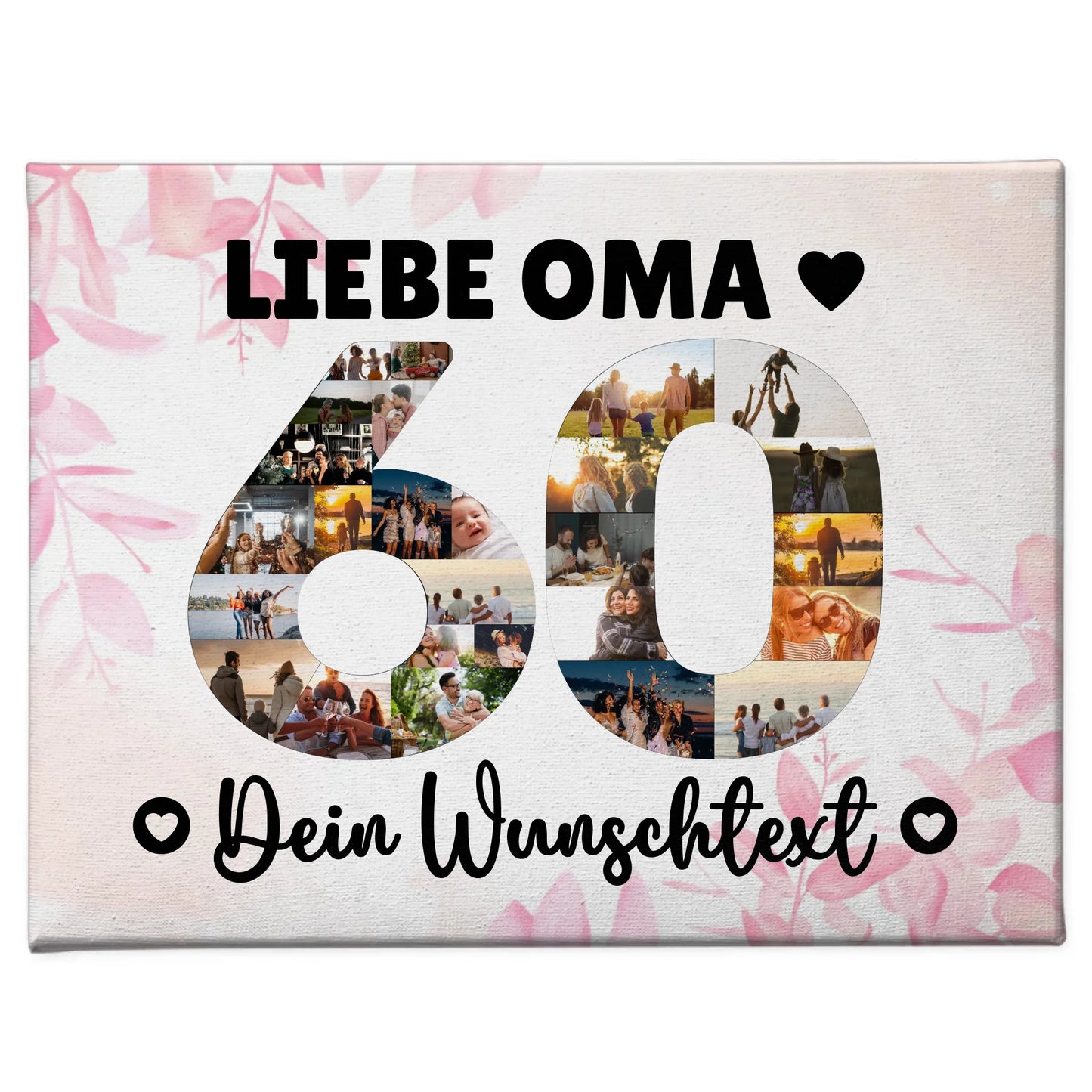 Personalisierte Fotoleinwand mit Wunschtext 60 Geburtstag Oma