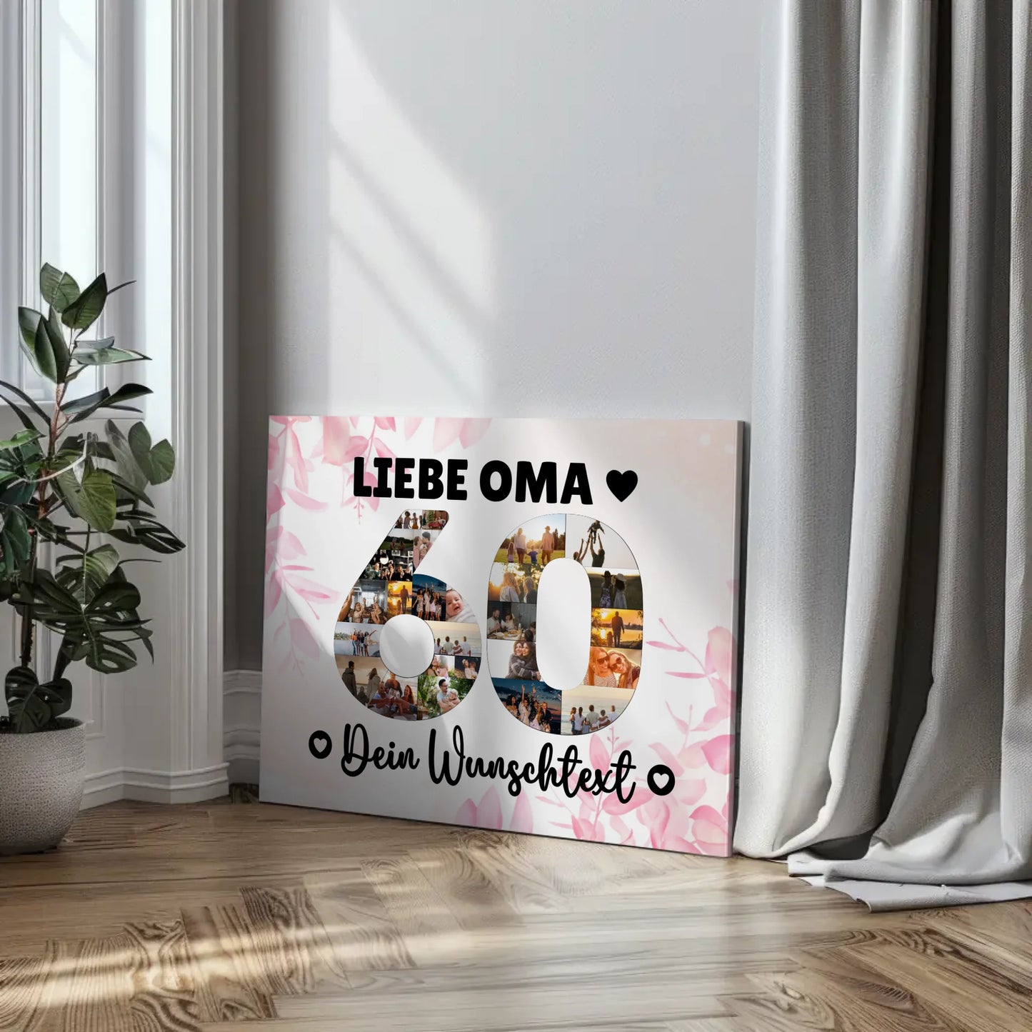 Personalisierte Fotoleinwand mit Wunschtext 60 Geburtstag Oma