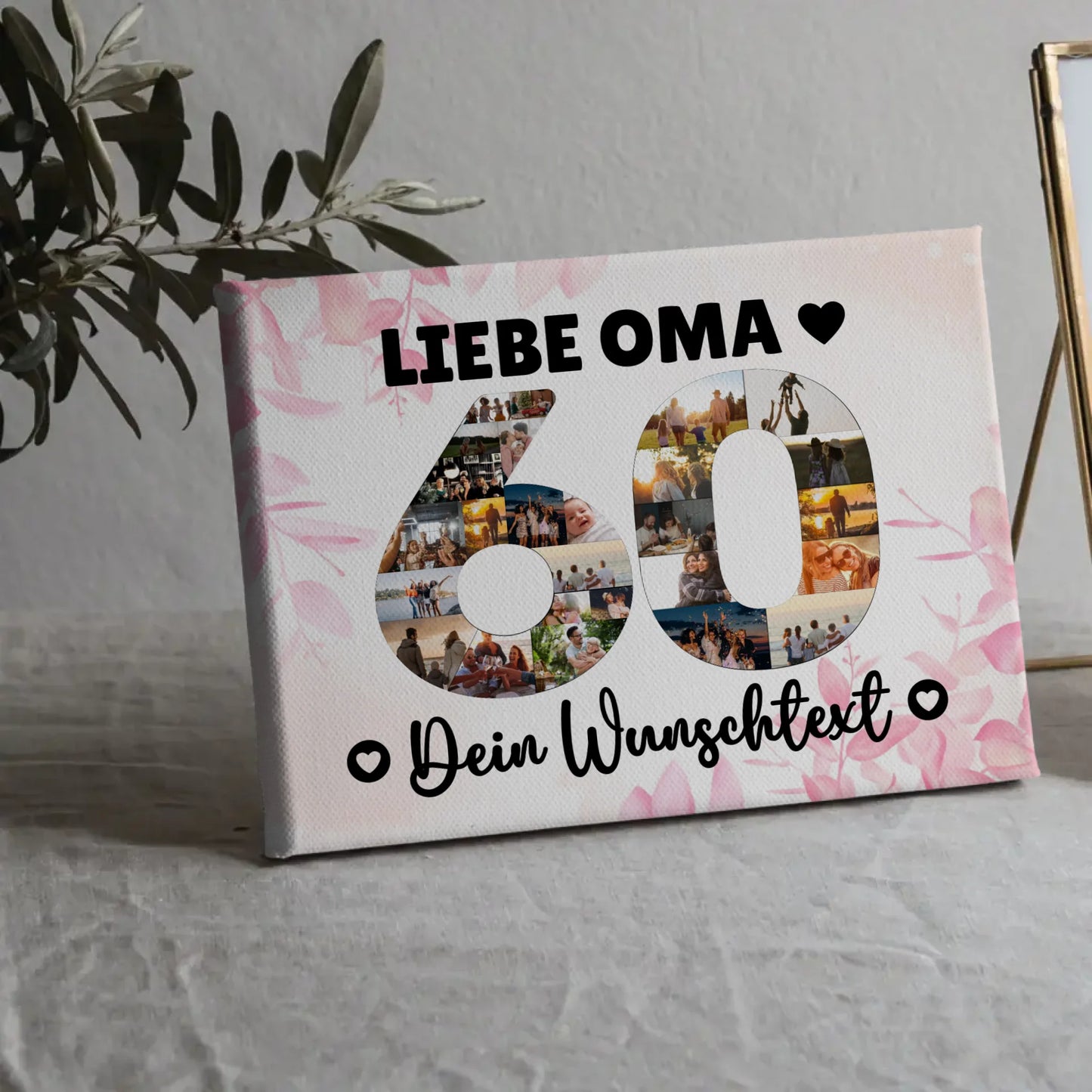 Personalisierte Fotoleinwand mit Wunschtext 60 Geburtstag Oma