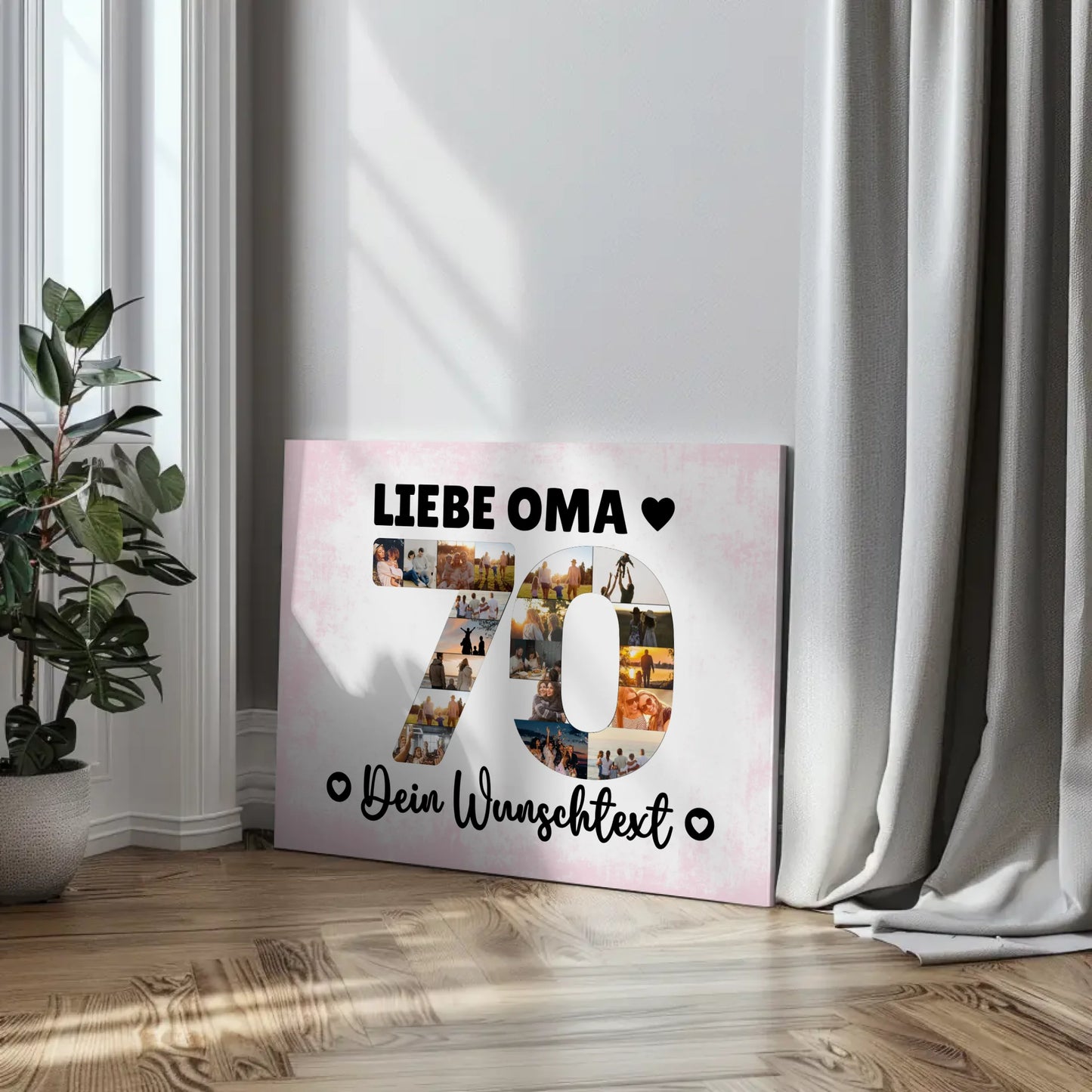Personalisierte Fotoleinwand mit Wunschtext 70 Geburtstag Oma