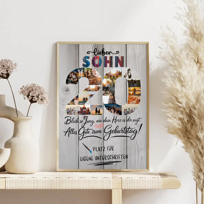 Personalisiertes Poster mit Unterschriften Sohn 20 Geburtstag Fotos
